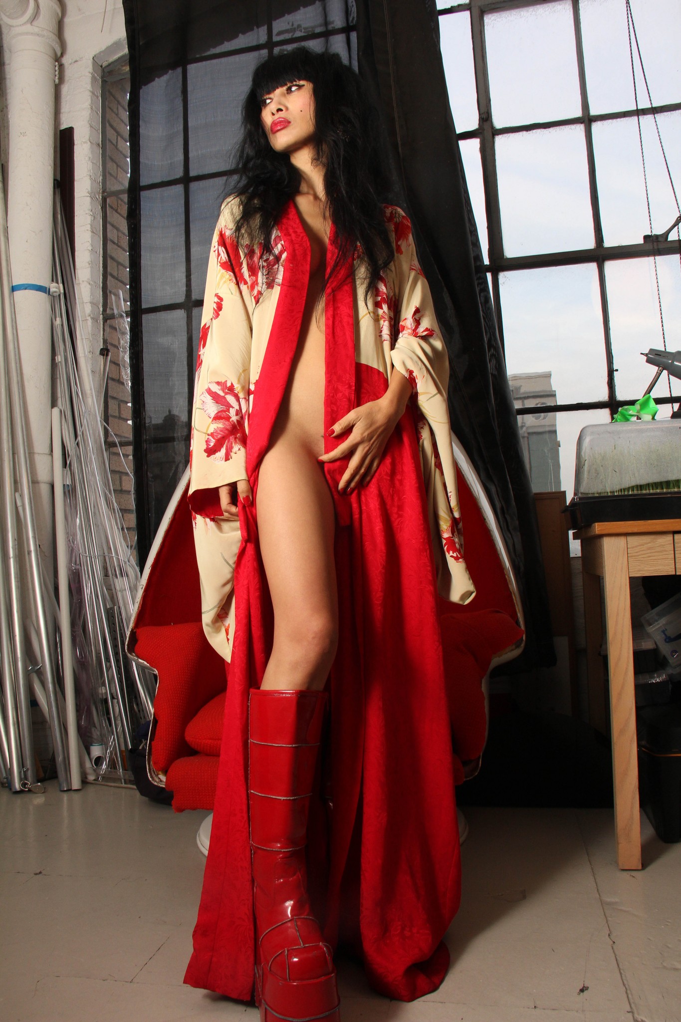 Bai Ling Nude Covered Christmas Photoshoot Celebrity